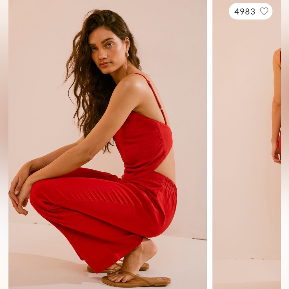 Everything I Need Red Linen Set Outfit